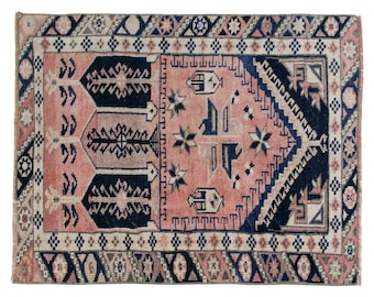Vintage Turkish Döşemealtı Rug: Handwoven Wool Prayer Rug, 2.7 x 3.7 ft