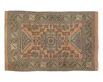 Vintage Anatolian Wool Rug: Aegean Geometric Decor, 4.7 x 7.6 ft