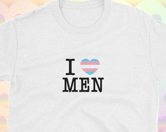 I Love Trans Men - Trans Flag Heart T-Shirt