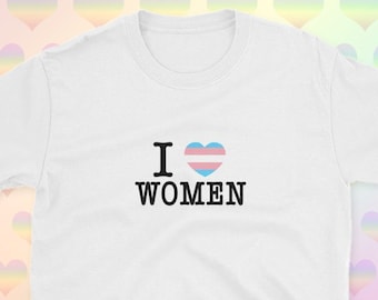 Camiseta con corazón y bandera trans - Amo a las mujeres trans