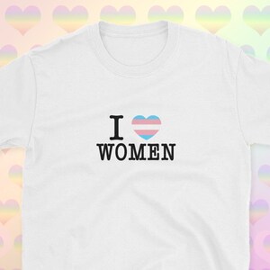I Love Trans Women - Trans Flag Heart T-Shirt