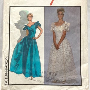 Style 1247 sewing pattern wedding dress UK12 rare vintage 1987 blueprint fitted bodice gown by Caroline Charles sold in Liberty store