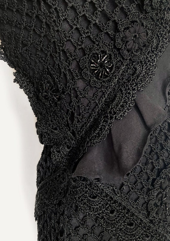 Karen Millen dress vintage crochet black knit mes… - image 4