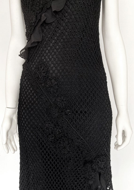 Karen Millen dress vintage crochet black knit mes… - image 7