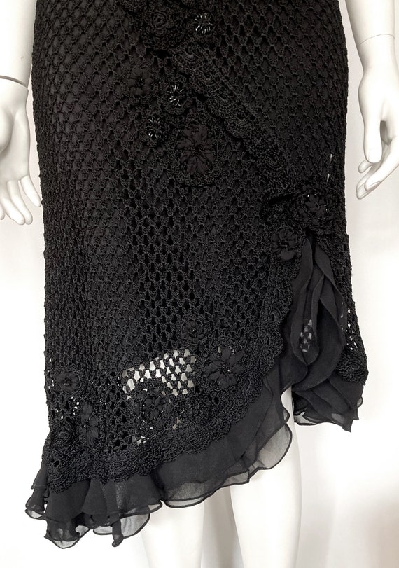 Karen Millen dress vintage crochet black knit mes… - image 8