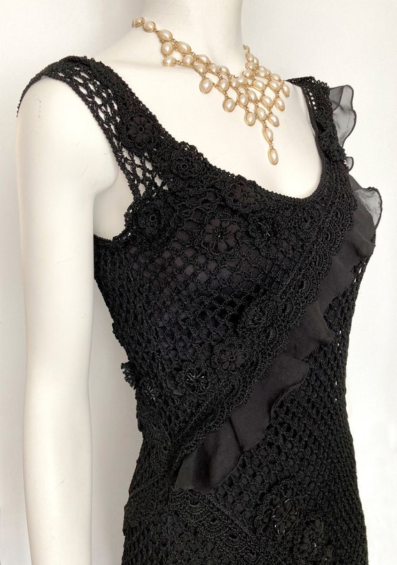 Karen Millen dress vintage crochet black knit mes… - image 2