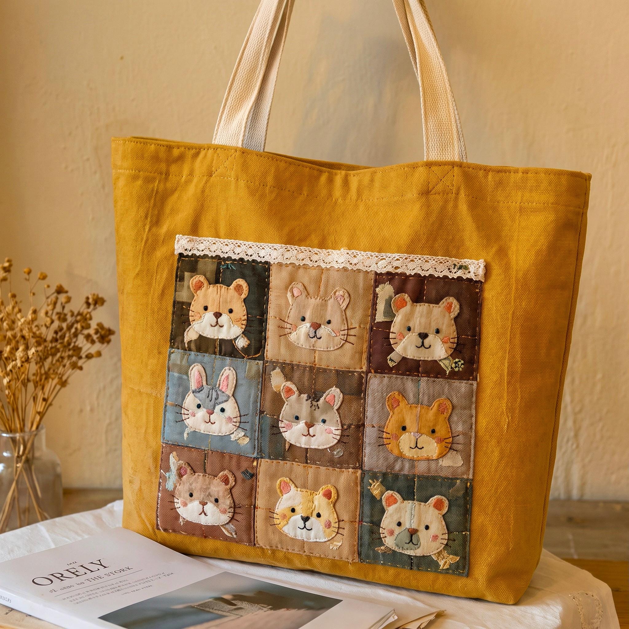 Canvas Tote Bag With Patches - Etsy