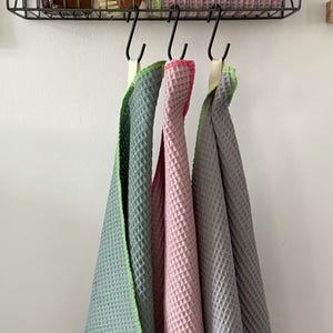 Tea towel | Waffle weave tea towel | 100% cotton towel | Dishcloth | Neon stitching