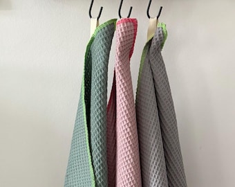 Geschirrtuch | Trockentuch aus Waffelpique | Handtuch aus 100% Baumwolle | Spültuch | Neonnaht | verschiedene Farben