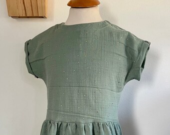 Kleid aus Musselin LANGE TINKA langärmeliges Musselinkleid für Babys und Kids in den Größen 62-140 in vielen Mustern und Farben