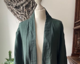 Kimono en manteau de mousseline MOLLET-LONG Couleurs (nuances de bleu et pois) au choix