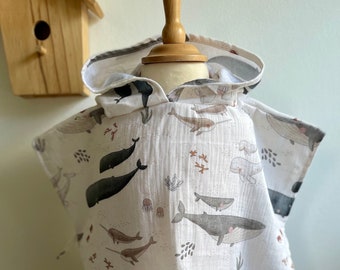 Poncho aus Musselin | Badeponcho für Kinder | Kinderponcho 3 Größen | Musselinponcho | Farben wählbar