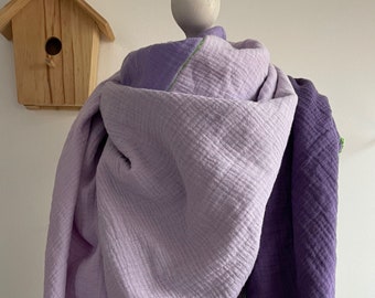 Écharpe en mousseline VIOLET foulard XXL tricolore dans de nombreuses tailles pour femmes et enfants, couleur de couture sélectionnable néon