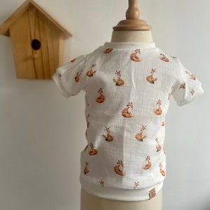T-Shirt aus Musselin BUNTE LOTTE  in Gr. 62-128 und vielen Stofffarben wählbar