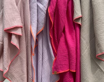 Strandtuch aus Musselin  |  Handtuch  |  verschiedene Größen und Farben  |  Garnfarbe wählbar Reisehandtuch Neon
