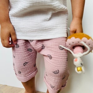 short trousers made of muslin FRITZI in size. 50-128, knee-length children's trousers made of muslin for babies and children in many colors image 1