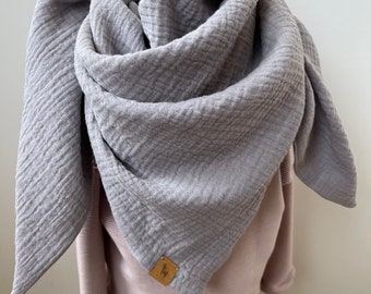 Mousseline GRIS pour bébés et enfants - disponible en triangle ou en carré, dans de nombreuses couleurs