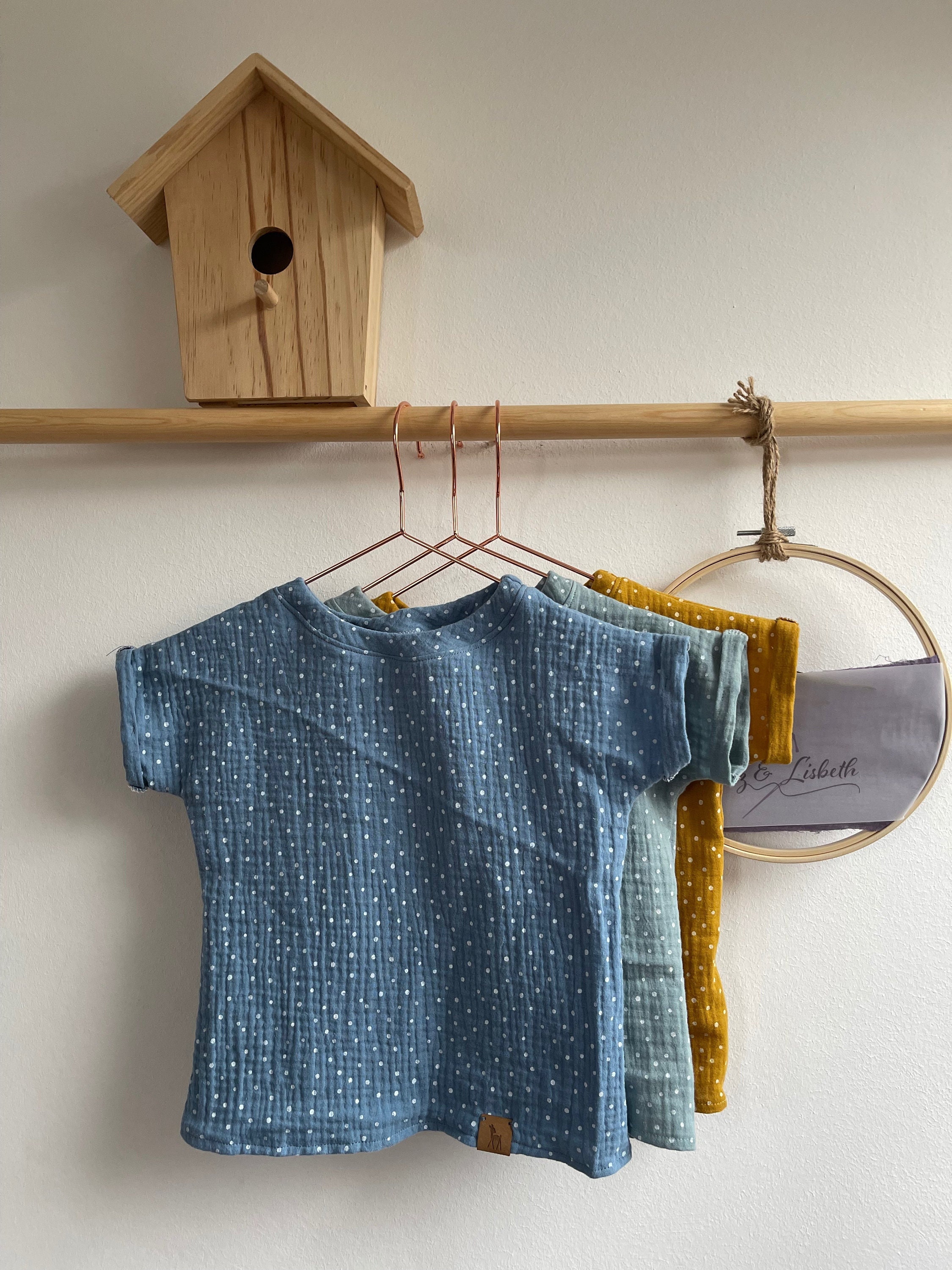 Shirt made of muslin THILDA DOTS children's shirt in sizes 50-164 and many colors with stars or white dots