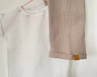 Pantaloni in mussola | LUTZ nelle taglie 50-128 | Pantaloni in mussola per neonati e bambini in molti modelli