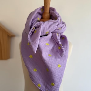 Bufanda de muselina CORAZONES NEÓN | Bufanda triangular para niños y adultos | Triangular | Talla a elegir