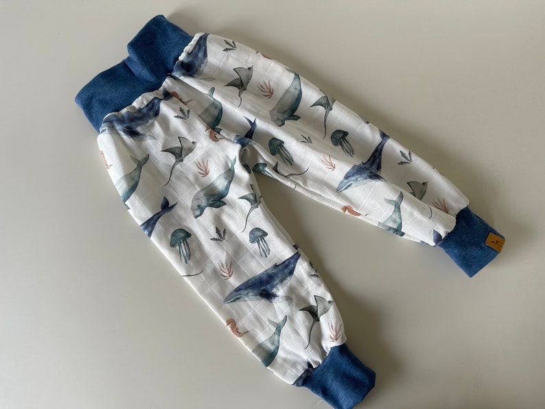 Pantalon en mousseline LUTZ en taille. 50-128, pantalons en mousseline pour bébés et enfants dans de nombreux coloris possibles, bloomers image 3
