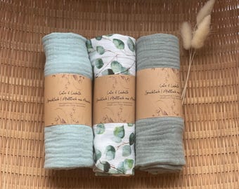 Muslin cloth burp cloth made of muslin Muslin cloth baby set of 3 or individually EUCALYPTUS MINT PEPPERMINT