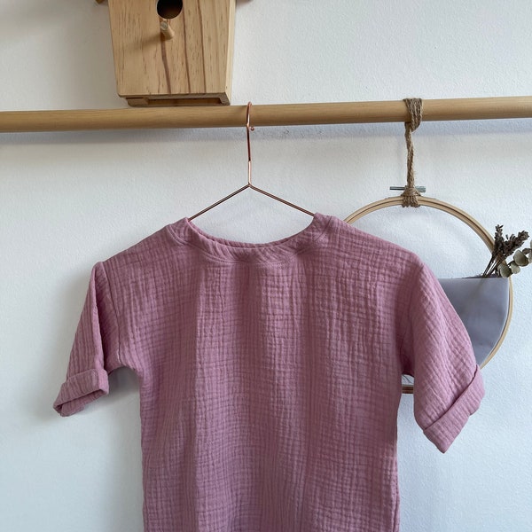 Shirt aus Musselin MATHILDA Kindershirt mit Halbarm in Gr. 50-164 und vielen Farben wählbar