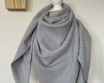 Écharpe en mousseline GRIS foulard femmes enfants cinq tailles et plusieurs couleurs triangle ou carré