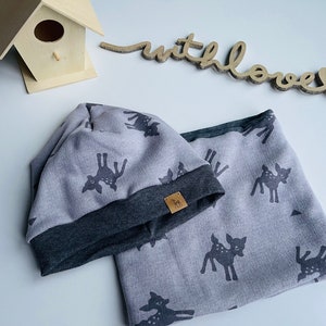 Gorro y lazo para bebés y niños "Lissi", gorro y lazo para niños, también se puede pedir individualmente, forrado con punto