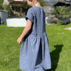 Kleid aus Musselin LANGE TINKA langärmeliges Musselinkleid für Babys und Kids in den Größen 50-140 in vielen Mustern und Farben Bild 3