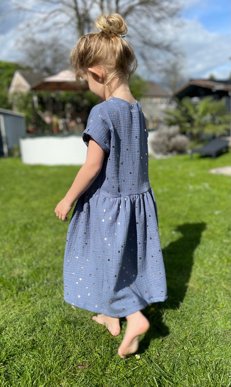 Kleid aus Musselin LANGE TINKA langärmeliges Musselinkleid für Babys und Kids in den Größen 50-140 in vielen Mustern und Farben Bild 3