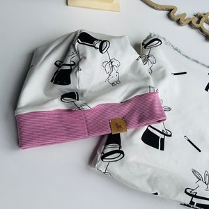 Gorro y lazo para bebés y niños "Hare Magic", gorro y lazo para niños, también se puede pedir individualmente, forrado