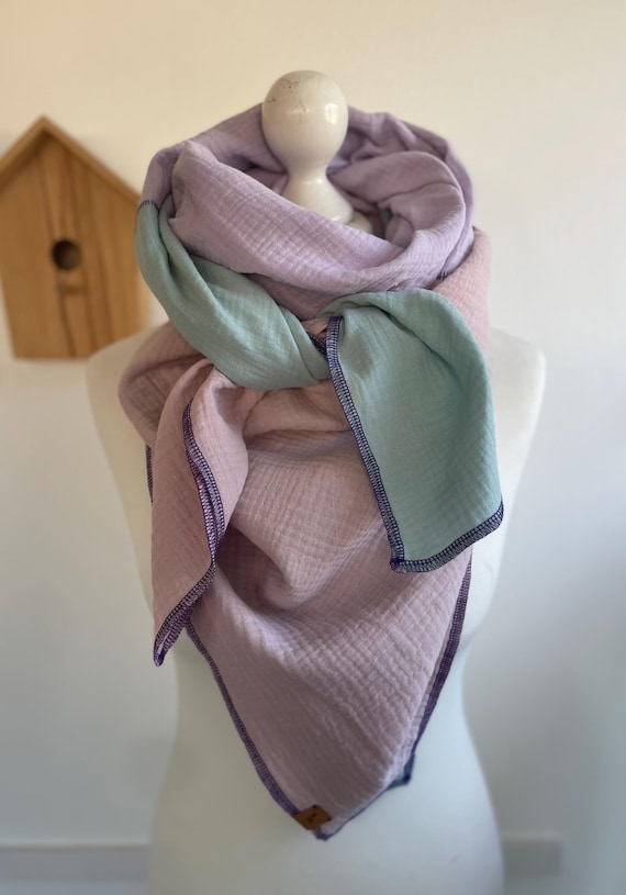 Muslin Scarf, Pastel, Three-color, XXL Neckerchief in 6  display picture 3