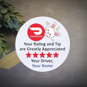 Personalized Delivery Driver Sticker: Custom Food Delivery, 2 inch stickers. Add your own name