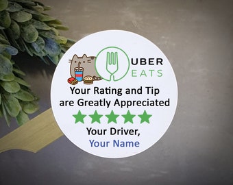 1.5  inch Personalized custom Doordash Uber Eats Post Mates, Grub Hub Personal Shopper sticker delivery driver bag sticker for food delivery