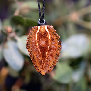 Gold Stone Pine Cone Pendant Crushed Stone Inlay