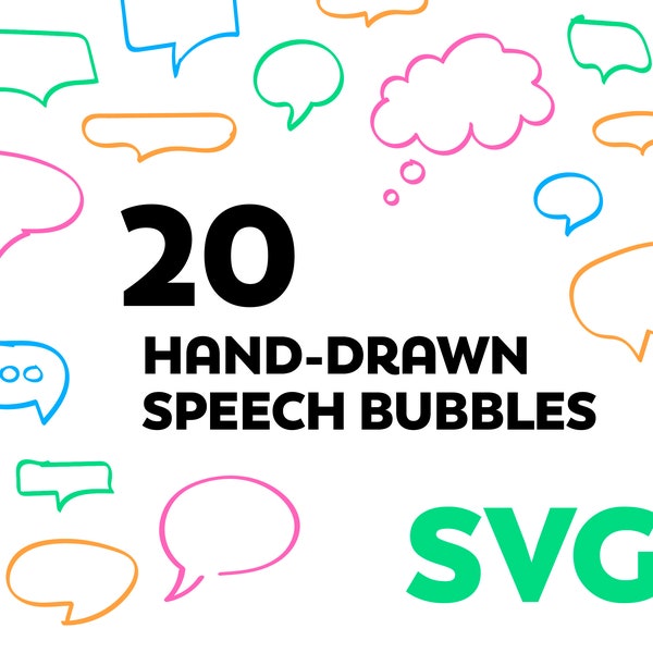 Hand-drawn svg speech bubbles and text bubbles for cricut vinyl cutouts. Comic book style speech bubbles.