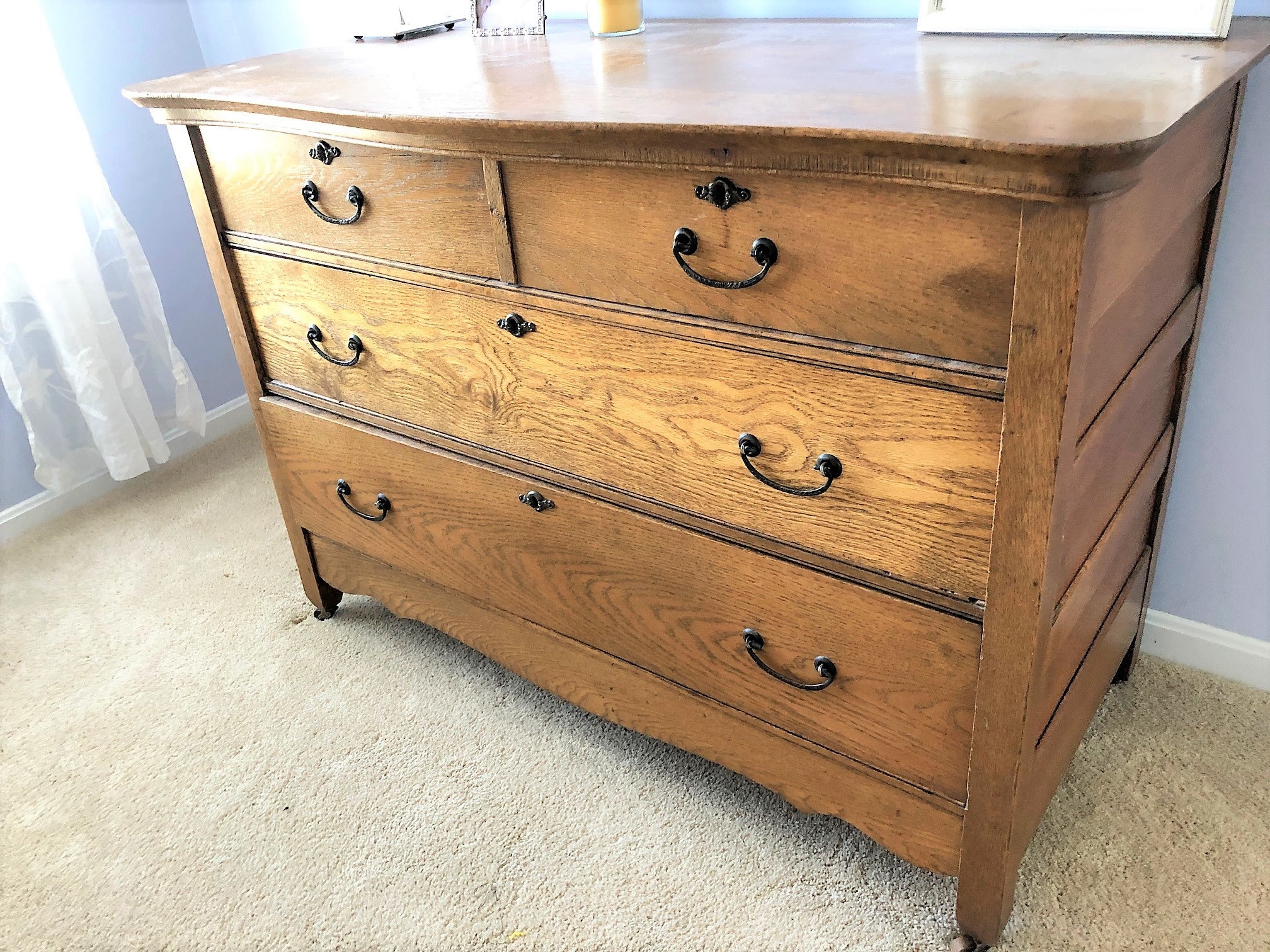 Late Victorian Antique Serpentine Oak Dresser & Carved Mirror Etsy