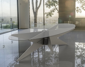 Diseño moderno de mesa de centro de mediados de siglo / archivo DXF / CNC y corte láser / metal pesado / muebles personalizados / Cali.Design.Fab