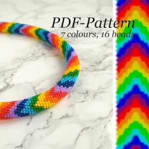 PDF-Pattern Necklace , Rainbow bead crochet rop necklace