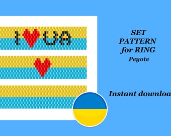Ukraine SET pattern rings , PDF peyote pattern