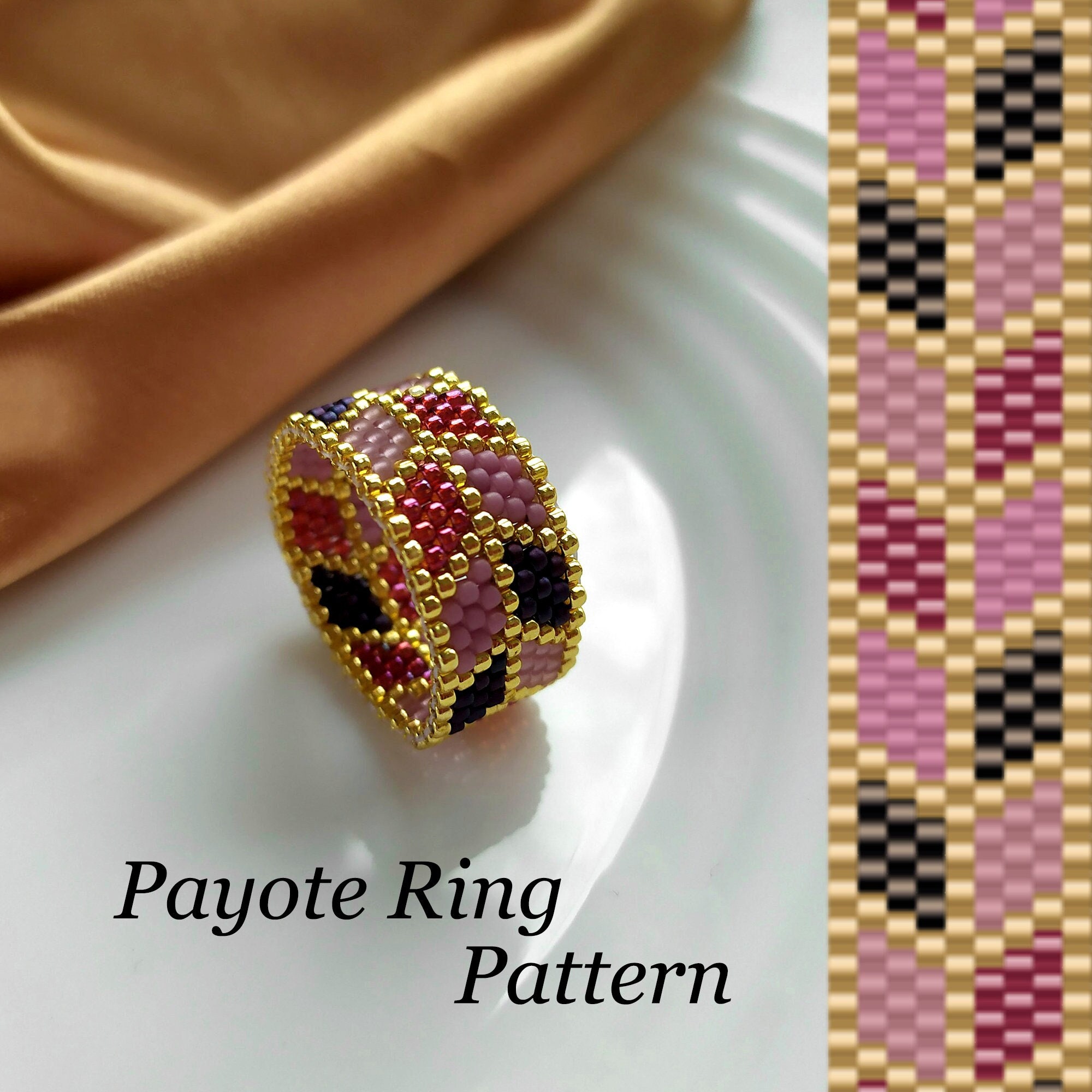 Beaded Ring Beading Pattern, Ring Jewelry Making Tutorial, Beaded