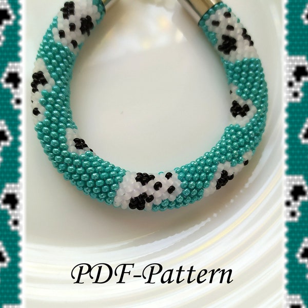 PDF-pattern bead crochet rope bracelet , Sugar skull halloween bracelet pattern