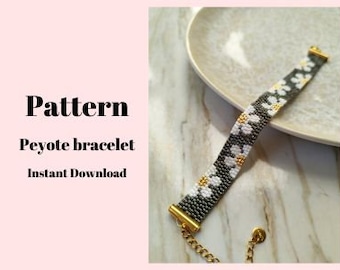 Daisy flower bracelet , Peyote Pattern bracelet , Beaded pattern bracelet ,