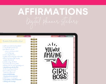 Affirmations & Quotes | Digital Planner Stickers | Digital Stickers | Goodnotes |  PNG | Digital Bullet Journal Stickers | Sticker Pack