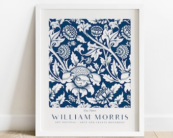 William Morris Print - Art Nouveau Wall Art - Blue and White Vintage Poster - Morris Wallpaper Wey - Hamptons Style Art - DIGITAL DOWNLOAD