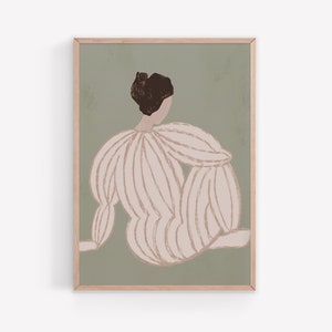 Boho Weibliche Linie Art Print - Body Positive Art - Minimalistische Salbeigrüne Wandkunst - Abstrakte Menschen Art Print - Boho Frau Poster