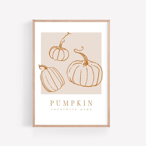 Boho Pumpkin Wall Print - Modern Thanksgiving Decor - Autumn Printable Wall Art - Minimalist Fall Mantel Decor