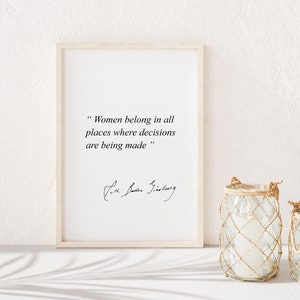 Ruth Bader Ginsberg Feminist Quote Print, Inspirational Feminist Printable Wall Art, Girl Boss Saying, Gift for Her, Digital Download