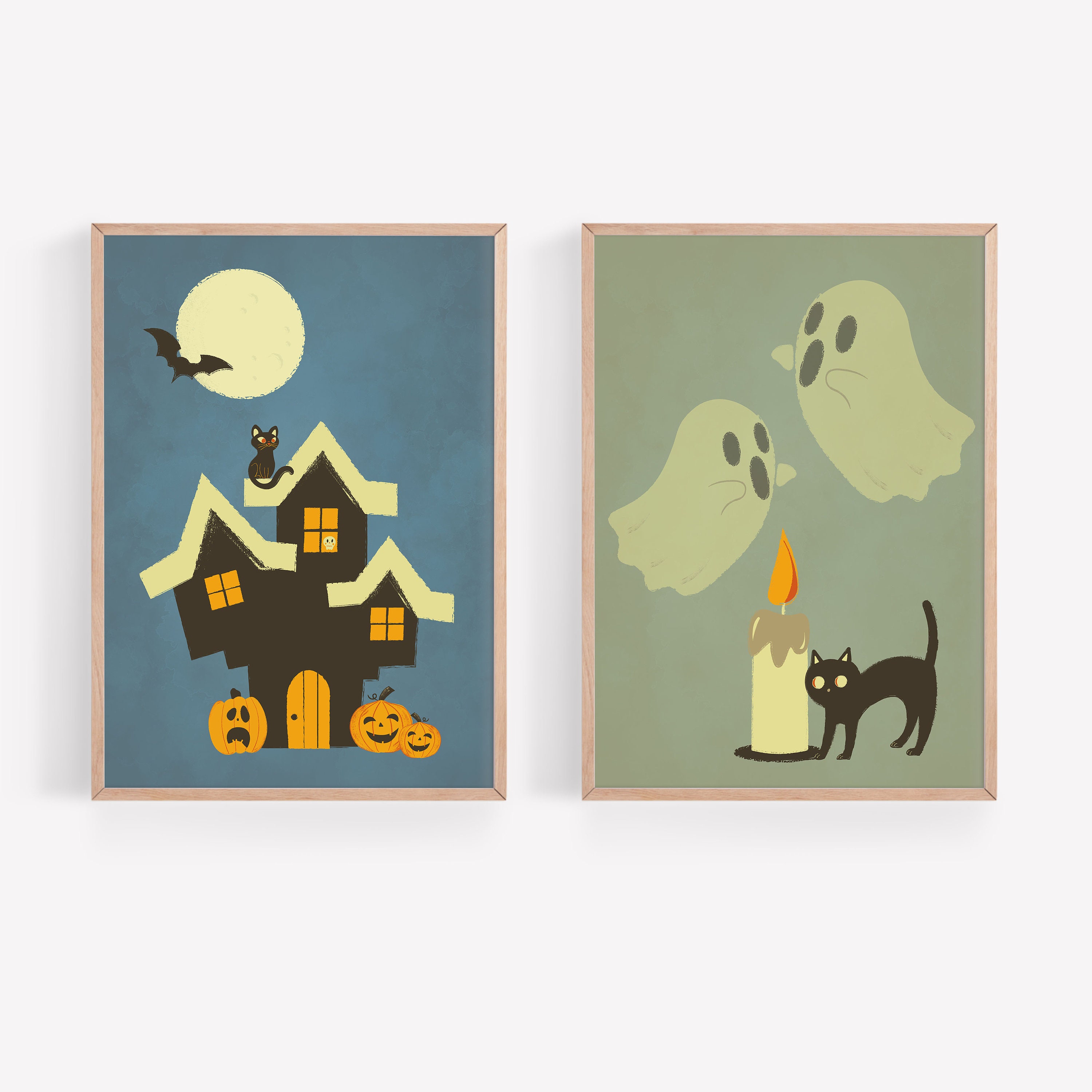 Vintage Halloween Wall Art Set of 6 Retro Halloween - Etsy